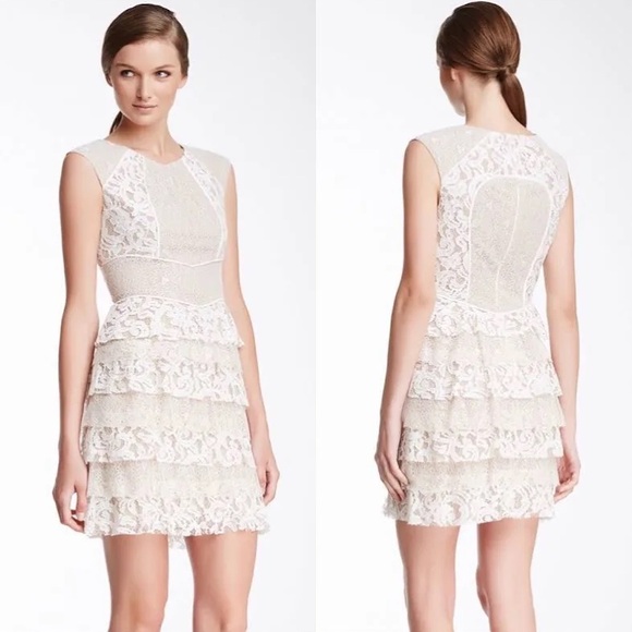 BCBG TAN AND WHITE LACE DRESS - Picture 2 of 3